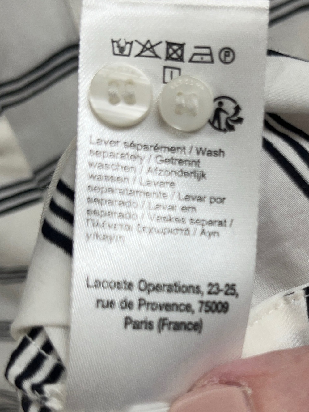 NWOT Women’s Lacoste🐊Spread Collar Long Sleeve Striped Shirt Size 34 (US 2/4) - Picture 9 of 11
